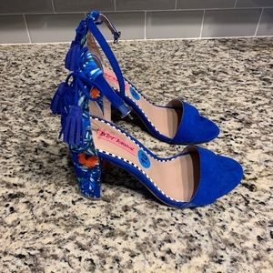 Betsey Johnson Blue Floral Heeled Sandals